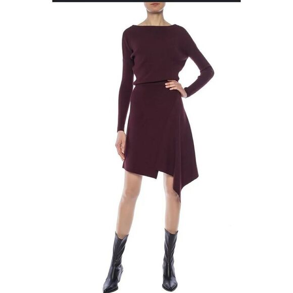 ALL SAINTS SUKE DRESS DARK RUST RED SWEATER RIBBED NWTD SIZE S - Picture 2 of 11